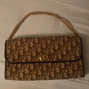 Dior bag           vintage CHRISTIAN DIOR  Chain Shoulder Clutch Bag Canvas rare